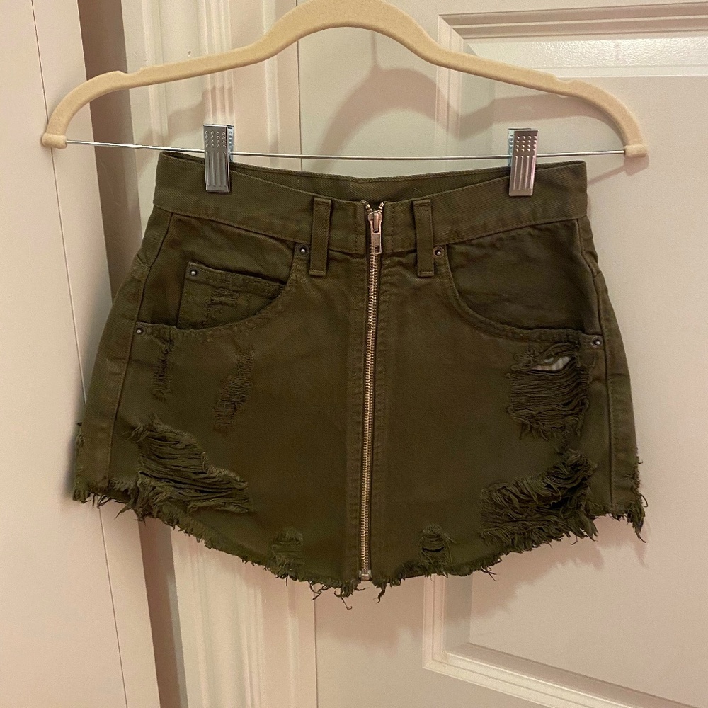 Carmar Green Denim Skirt